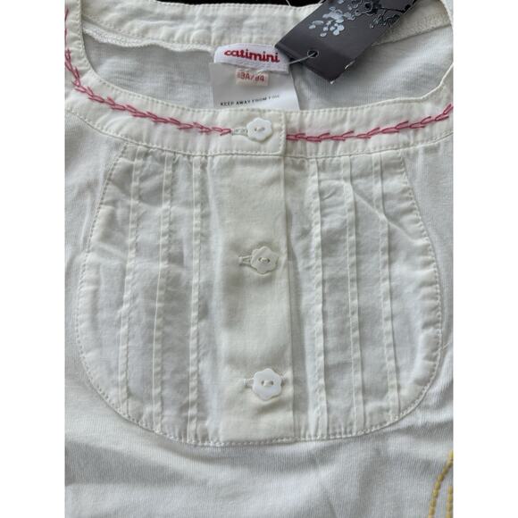Catimini 3A Girls White w/Multicolored Embroidered Tee Shirt - Picture 2 of 9